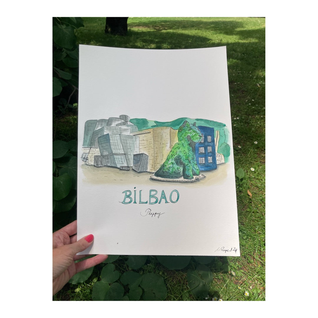Original drawing of Bilbao, Spain