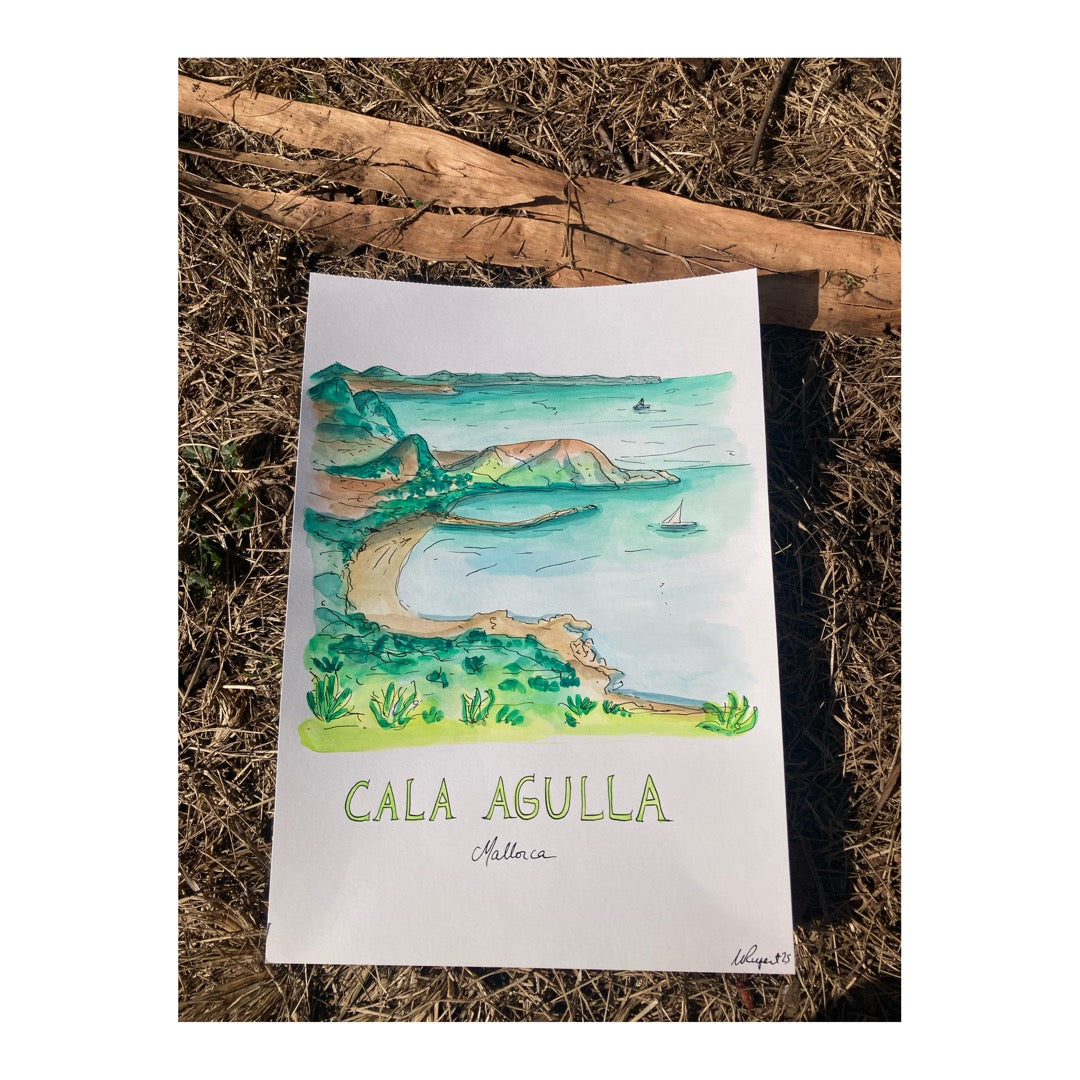 Original drawing of Cala Agulla, Mallorca