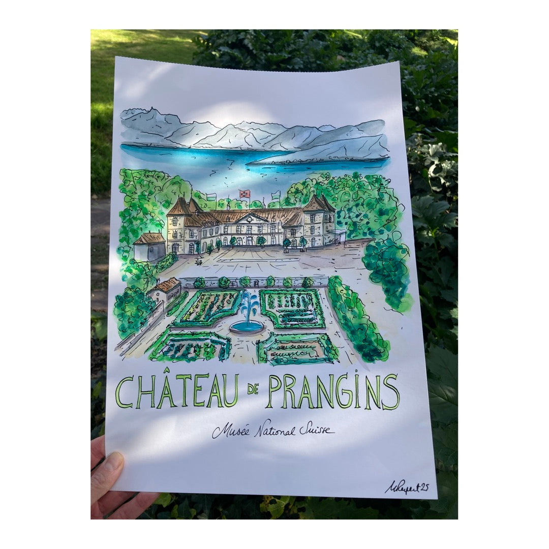Original drawing of Château de Prangins, Switzerland