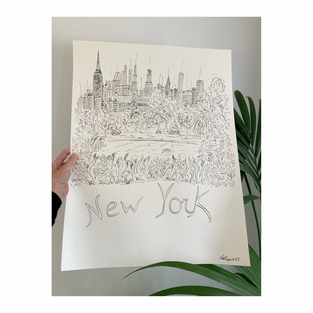 Original drawing of New York City, Central Park