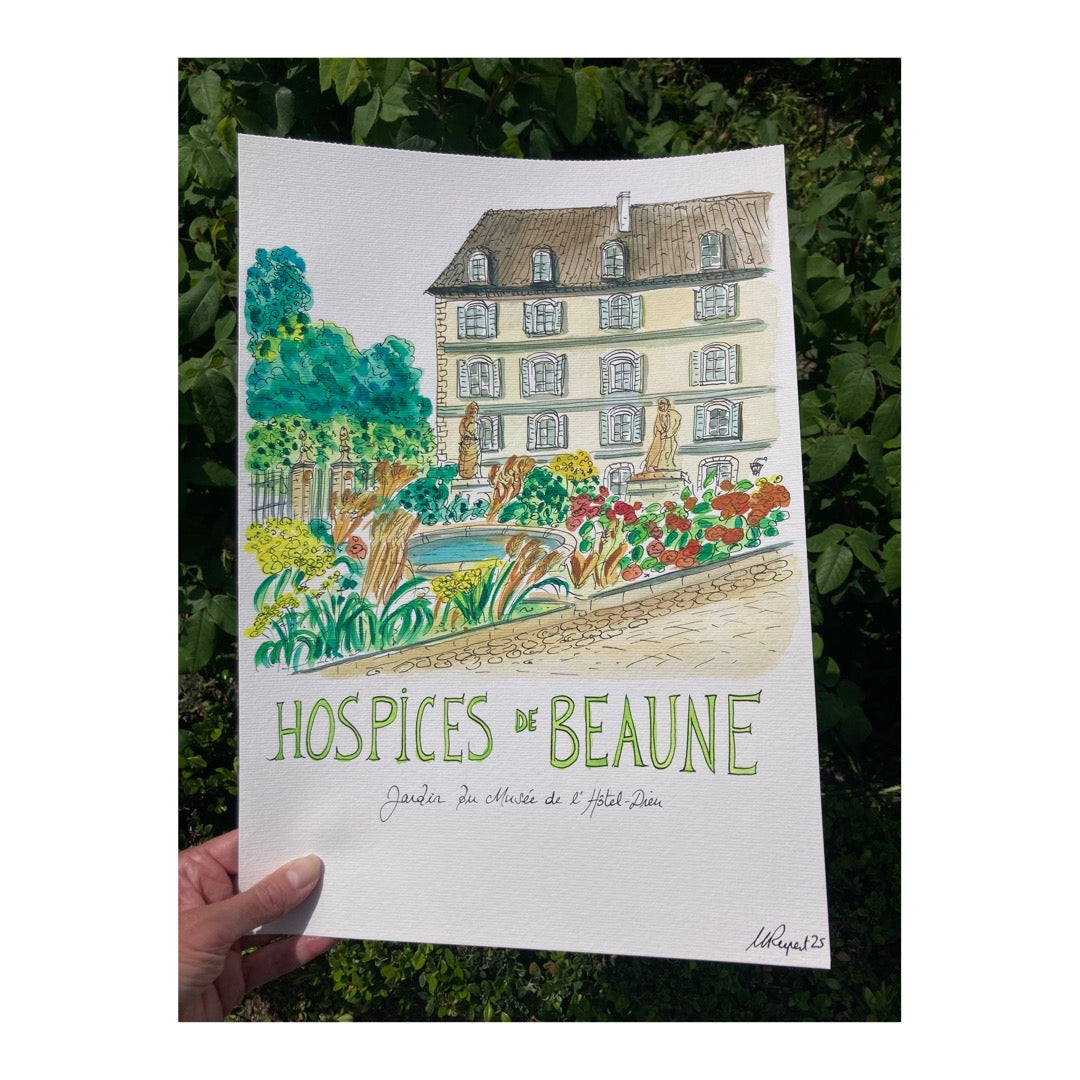 Original drawing of Hospices de Beaune, France