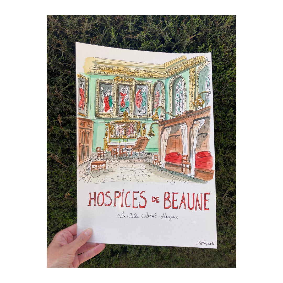 Original drawing of Hospices de Beaune, France