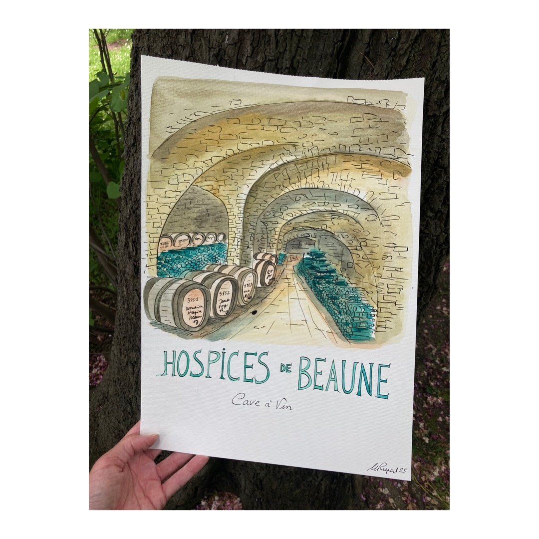 Original drawing of Hospices de Beaune, France