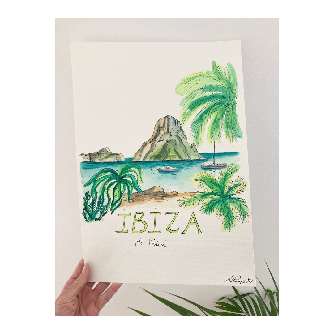 Original drawing of Ibiza, Es Vedrá