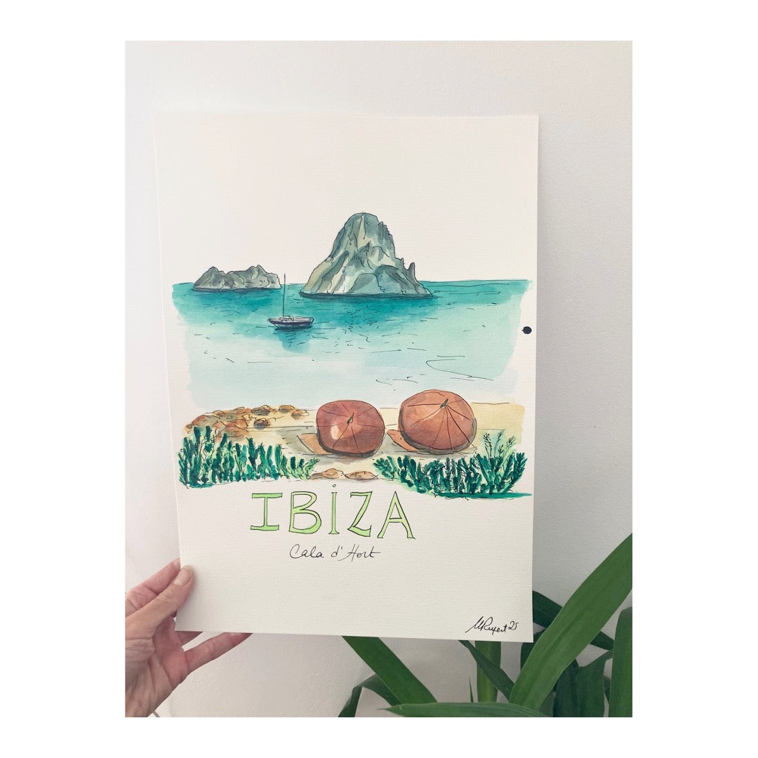 Original drawing of Ibiza, Cala d'Hort