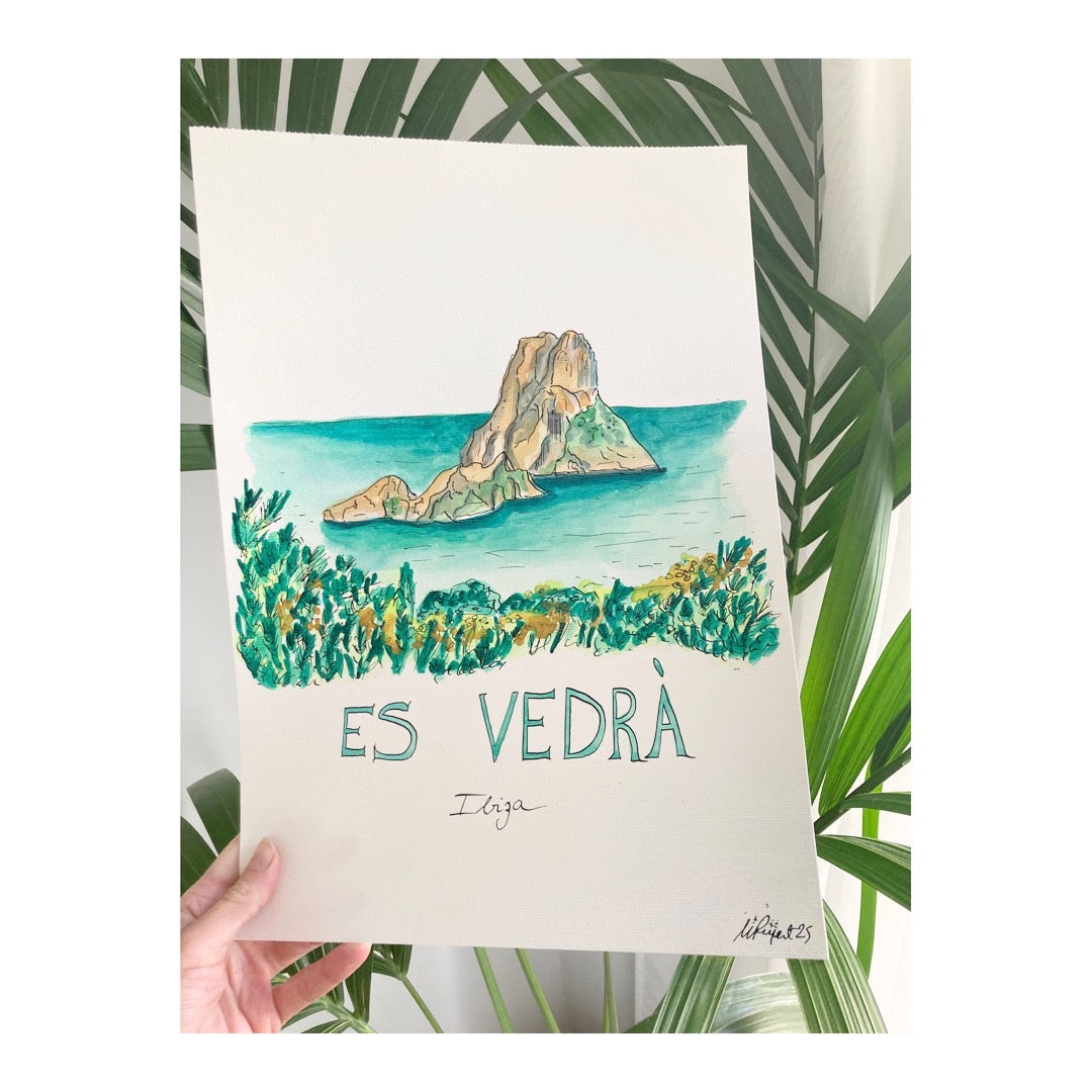 Original drawing of Ibiza, Es Vedrá
