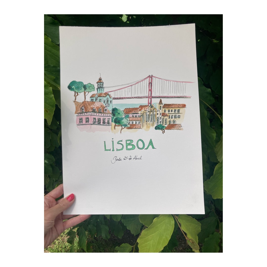 Original drawing of Lisboa, Portugal