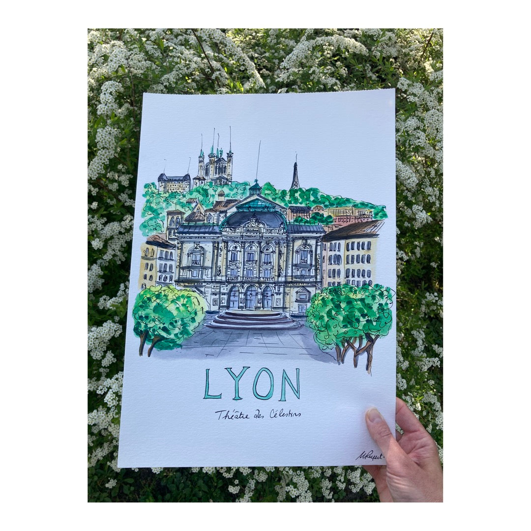 Original drawing of Lyon, Théâtre des Célestins