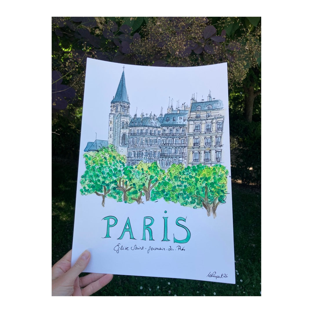 Original drawing of Paris, Eglise de Saint-Germain-des-Prés