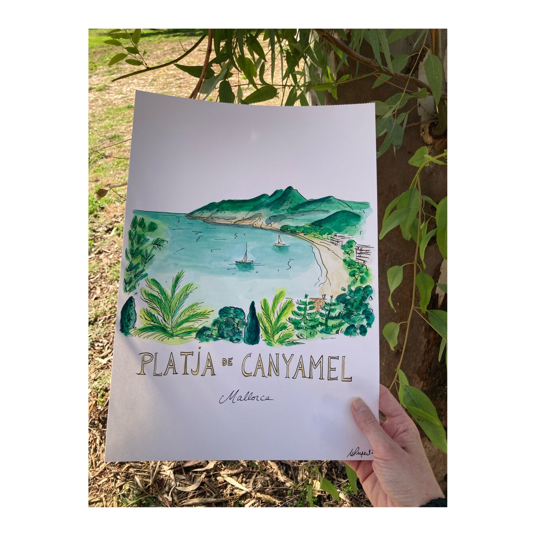 Original drawing of Platja de Canyamel, Mallorca