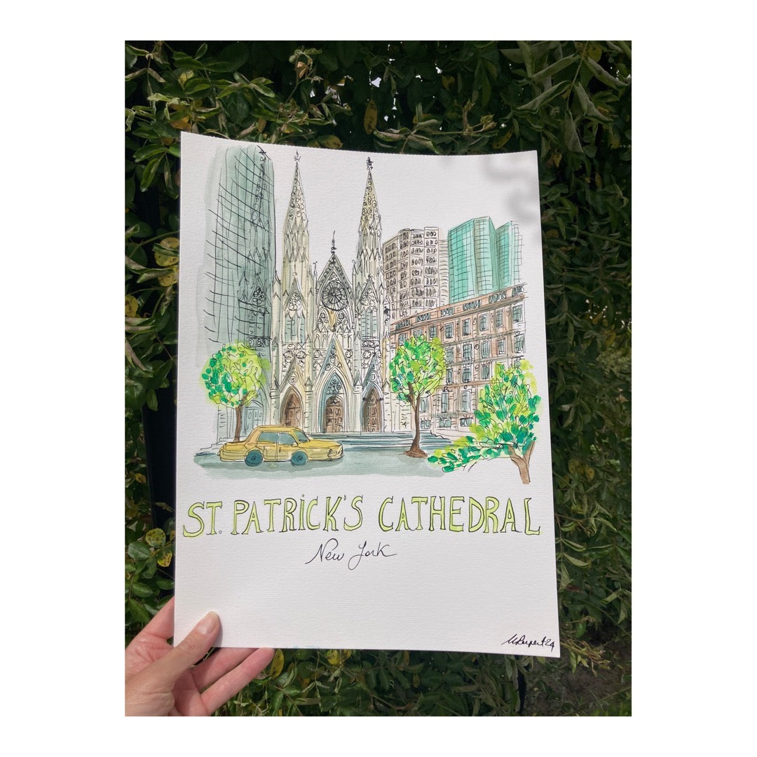 Original drawing of St Patrick's Cathedral, New York