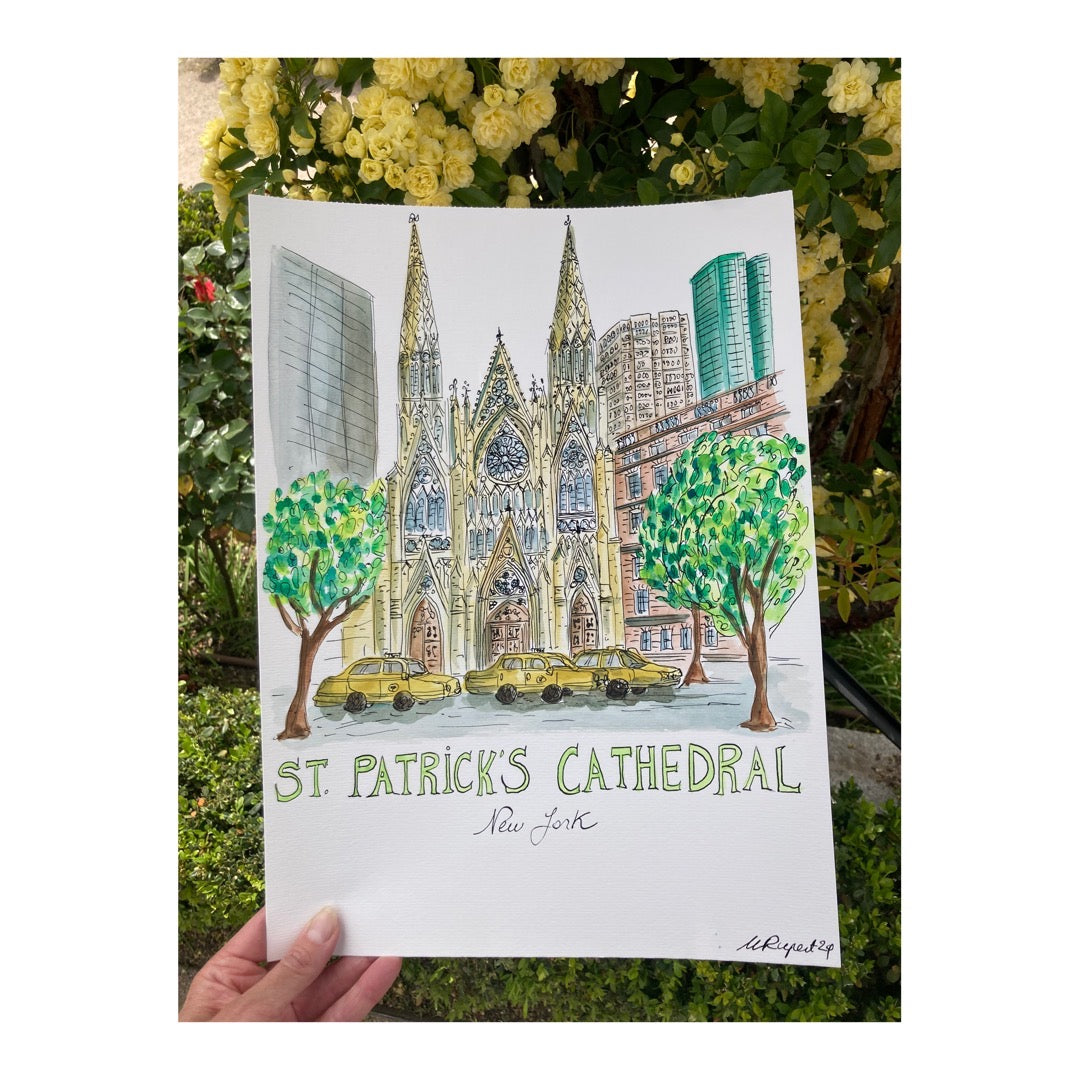 Original drawing of St Patrick's Cathedral, New York