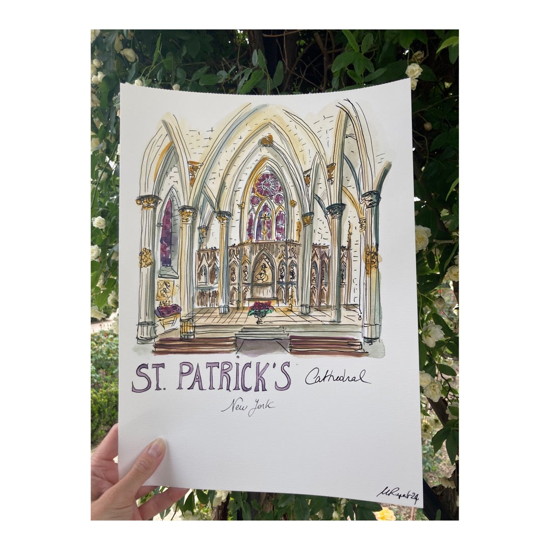 Original drawing of St Patrick's Cathedral, New York