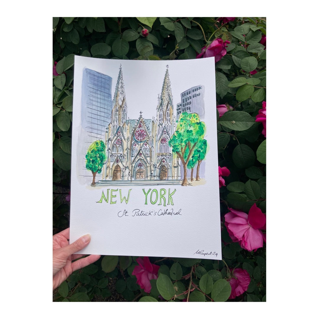 Original drawing of St Patrick's Cathedral, New York