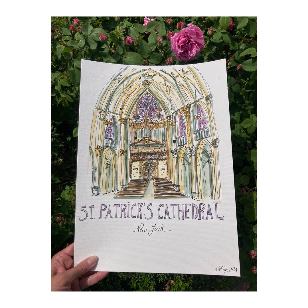 Original drawing of St Patrick's Cathedral, New York