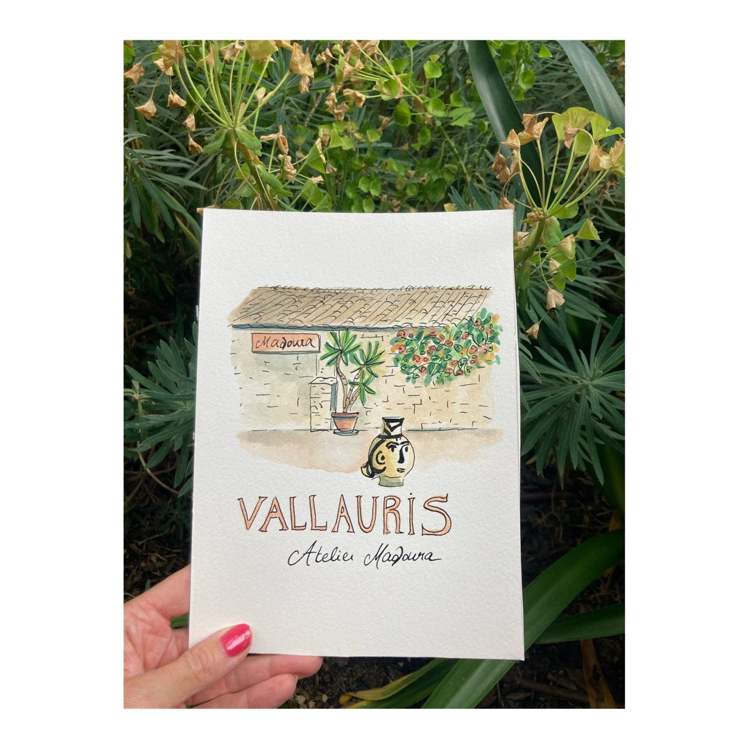 Original drawing of Vallauris, Atelier Madoura, Picasso, Côte d'Azur