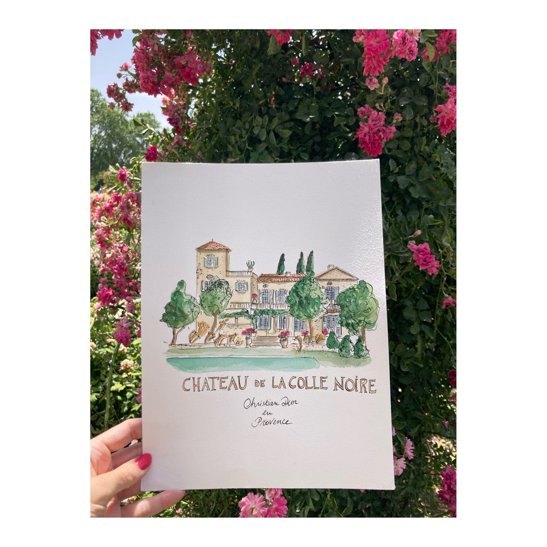 Original drawing of Dior, Chateau de la Colle Noire, Provence