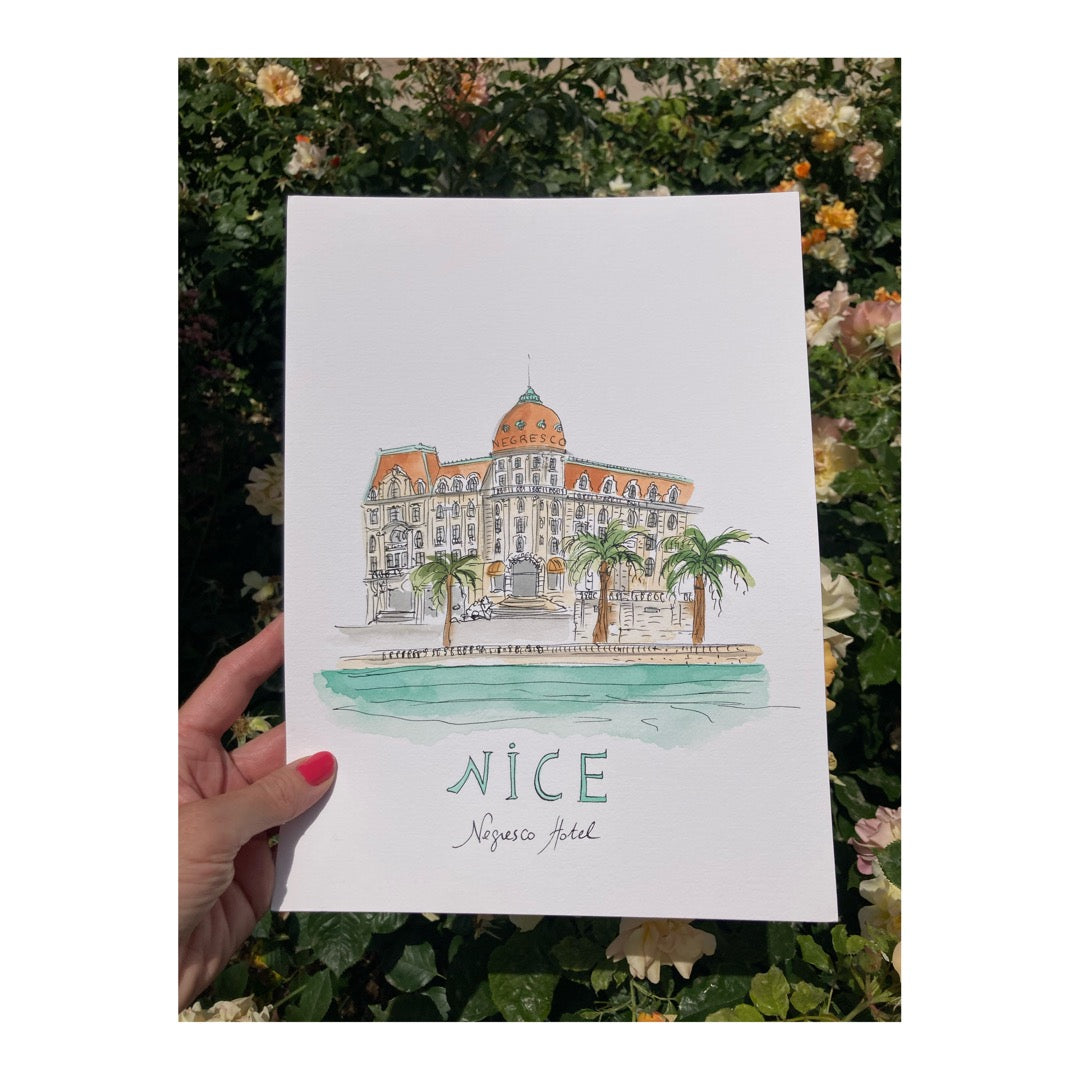 Original drawing of Nice, Hôtel Negresco