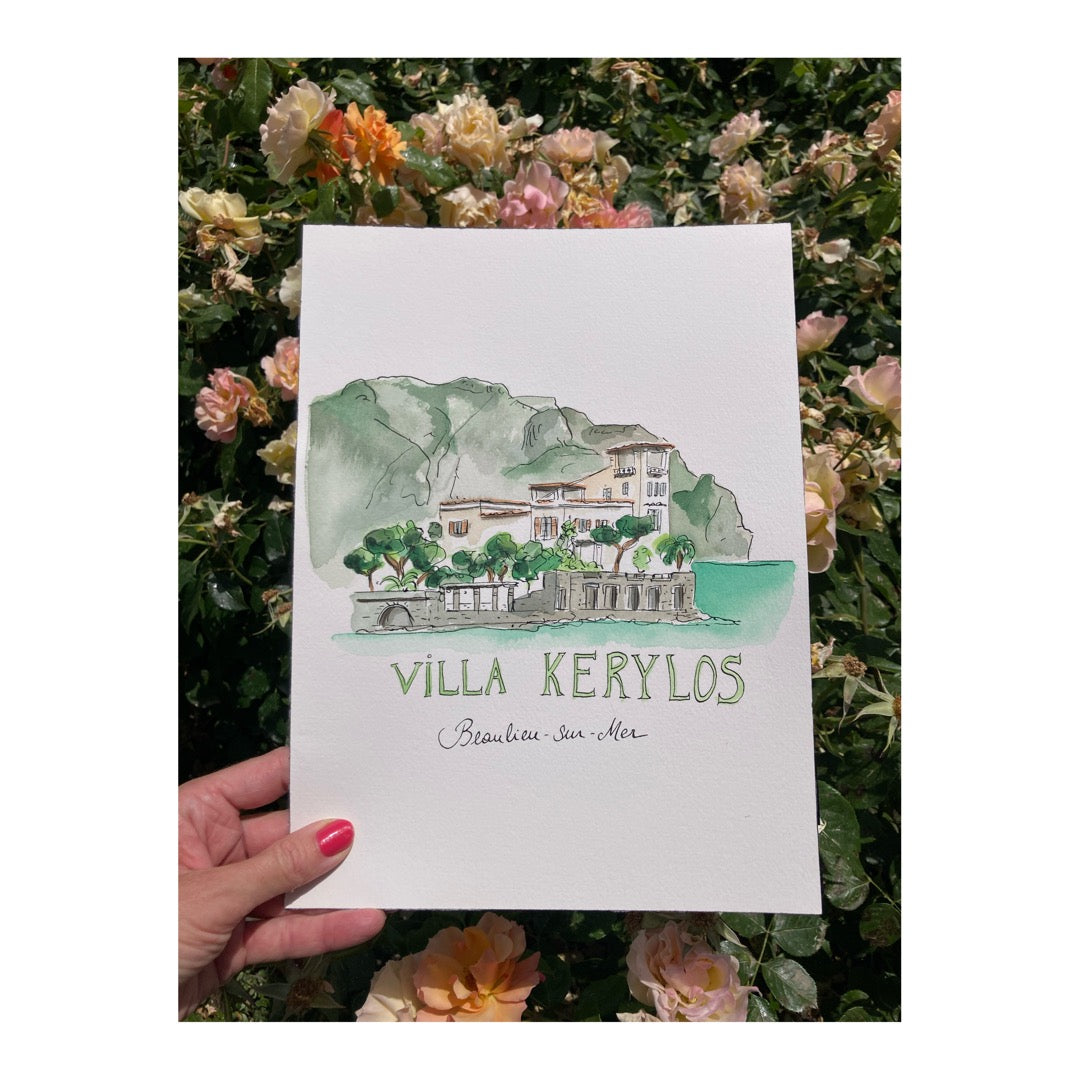 Original drawing of Villa Kerylos, Côte d'Azur