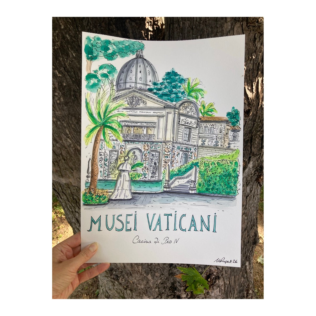 Original drawing of Vatican, Pope Leo XIV & Casina di Pio IV, Roma