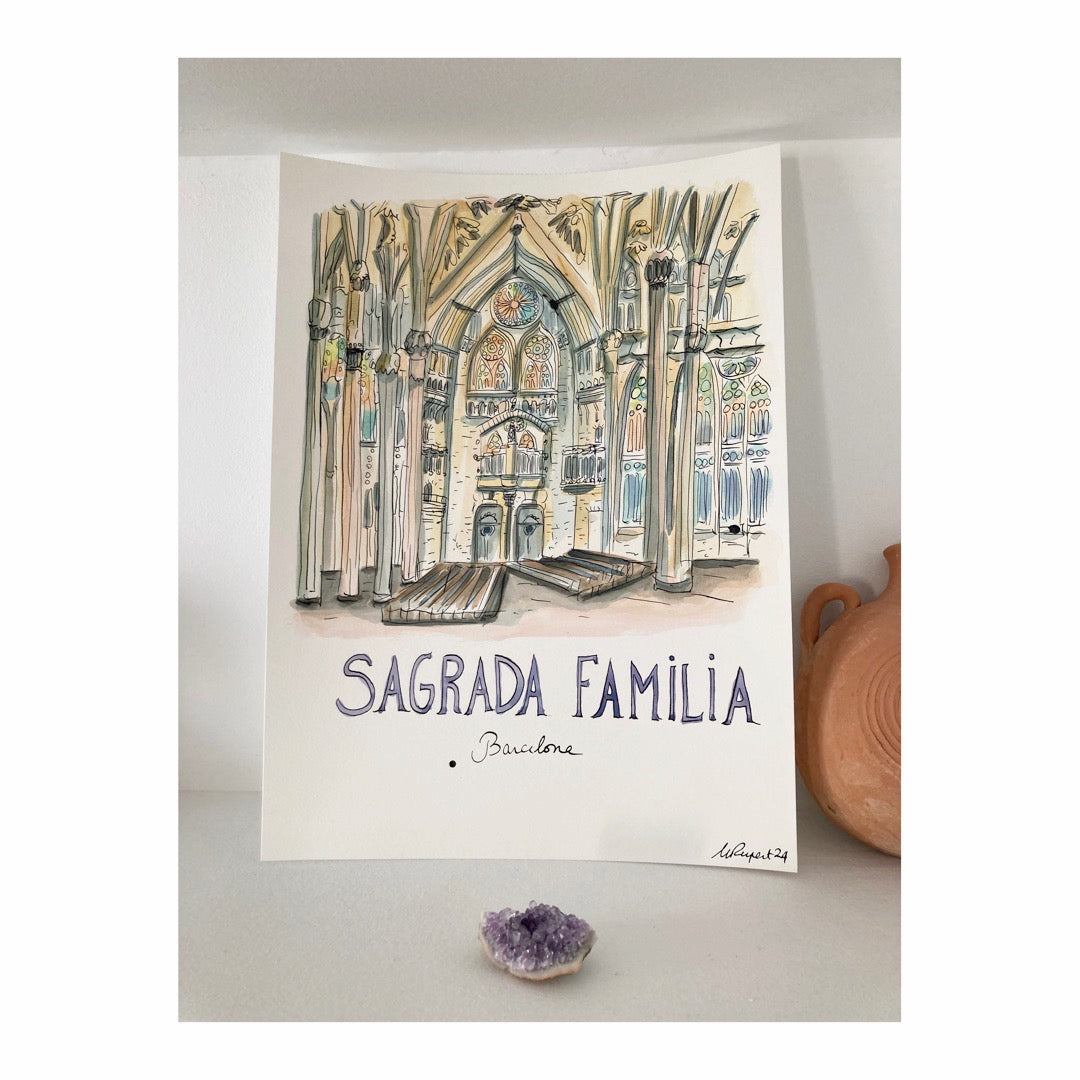 Original drawing of Barcelona, Sagrada Familia