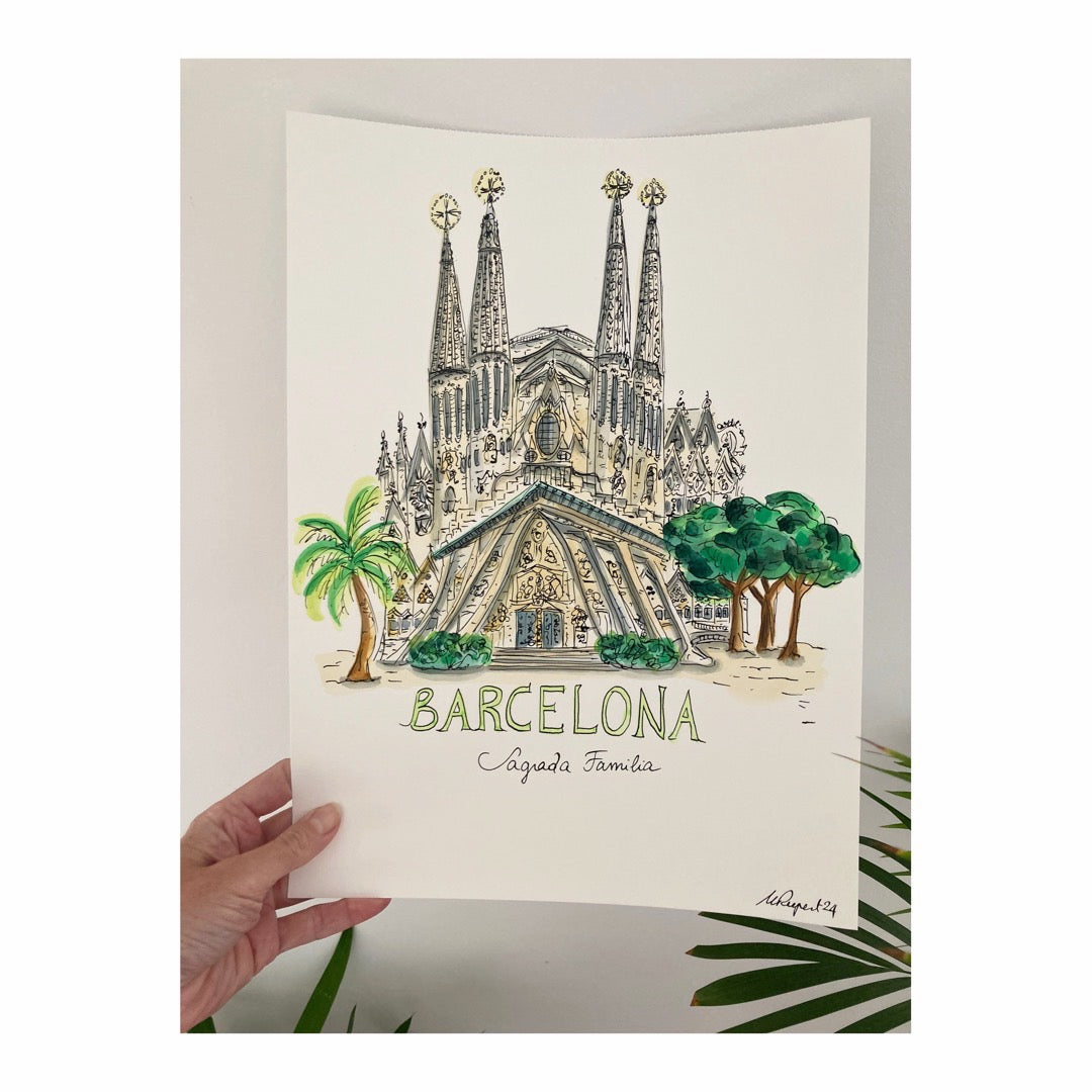 Original drawing of Barcelona, Sagrada Familia