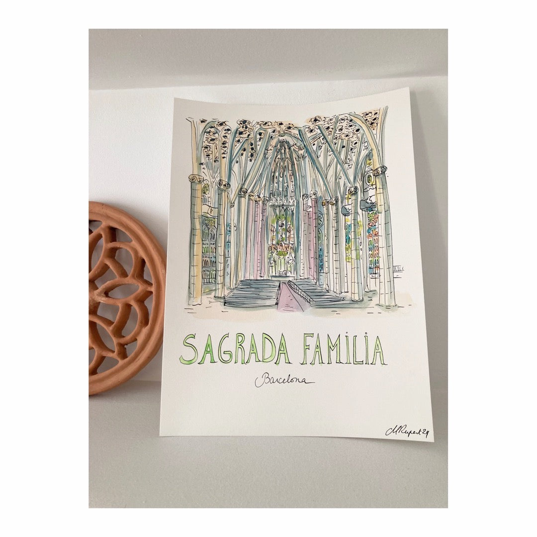 Original drawing of Barcelona, Sagrada Familia