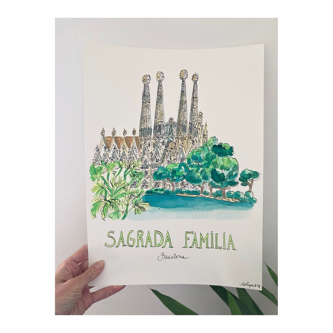 Original drawing of Barcelona, Sagrada Familia