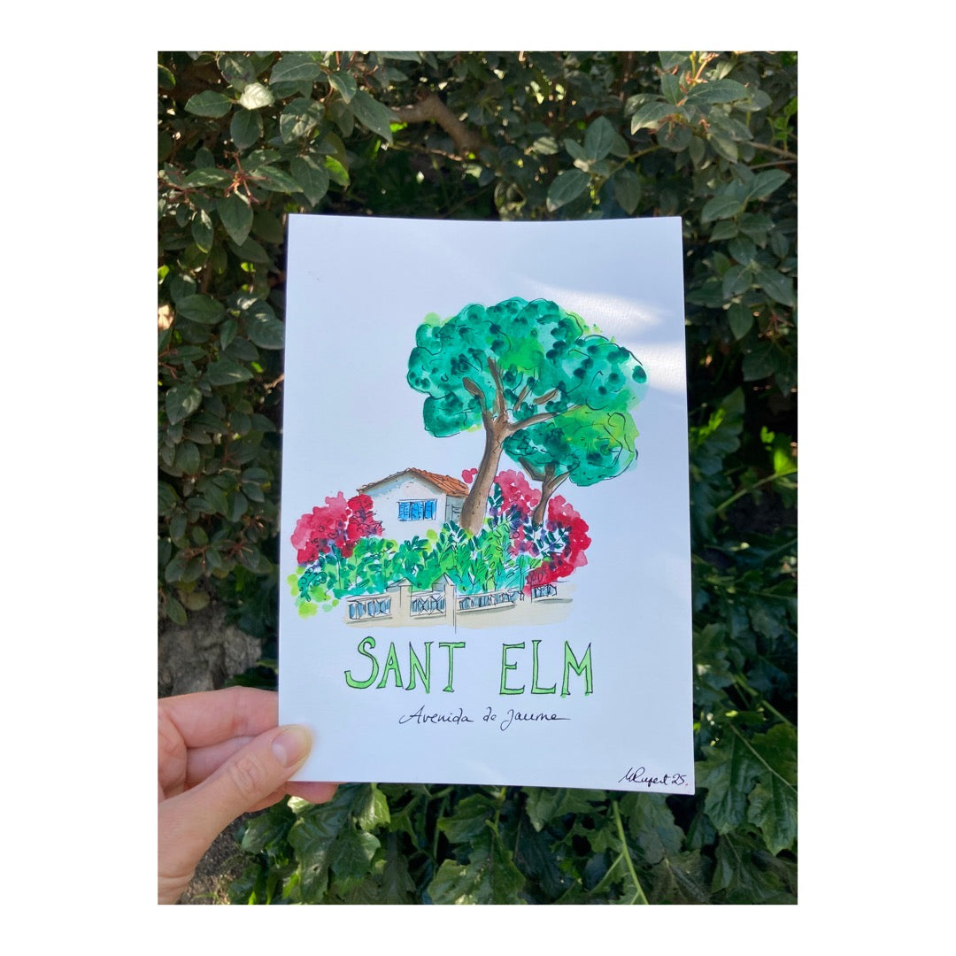 Original drawing of Sant Elm, Avenida de Jaume & Flowers, Mallorca