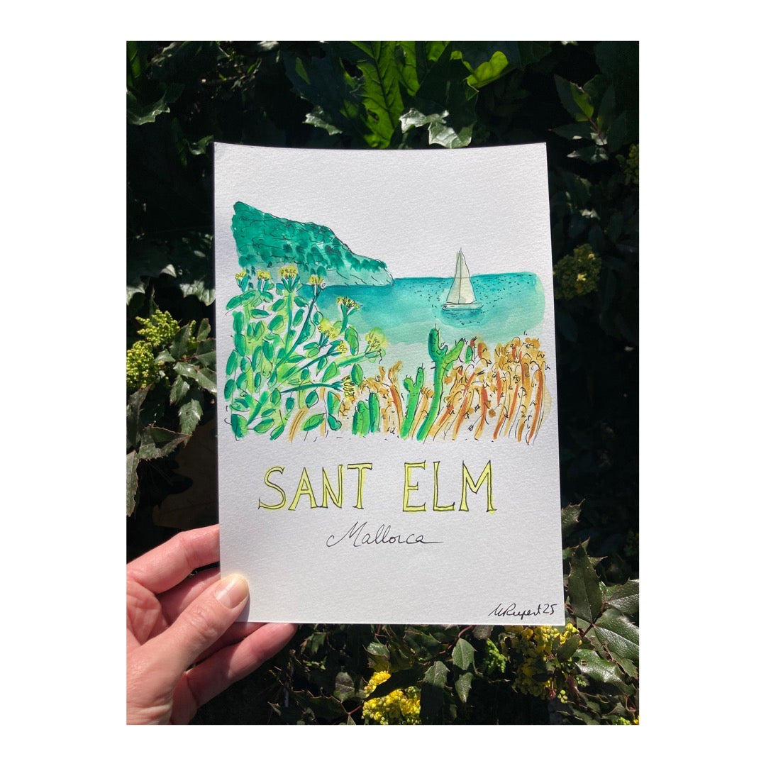Original drawing of Sant Elm, Platja, Mallorca