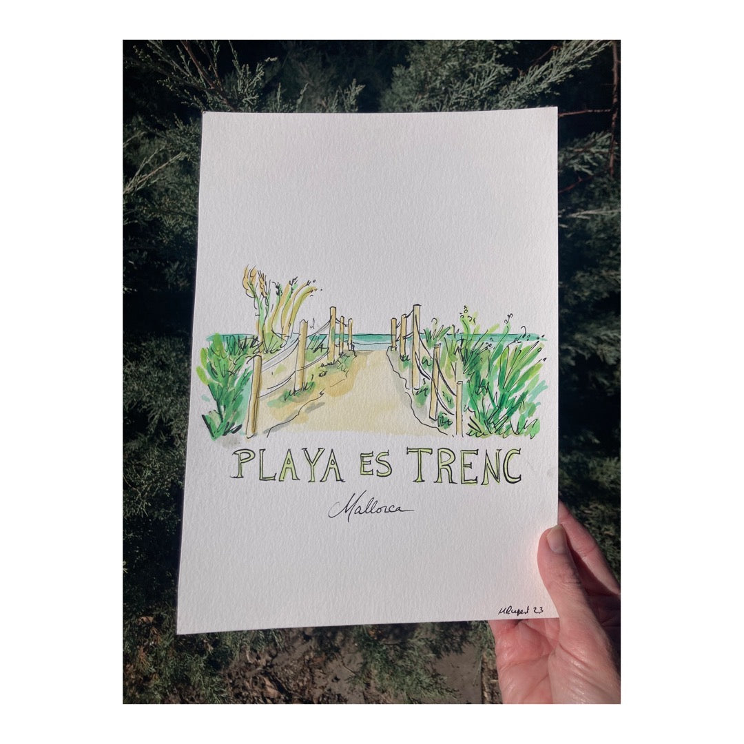 Original drawing of Mallorca, Playa Es Trenc