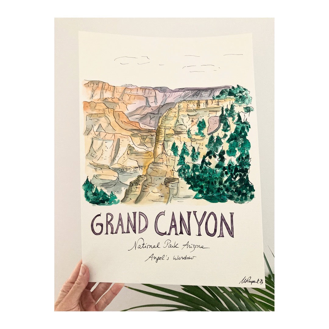 Original drawing of Grand Canyon National Park, Angel's Wnidow