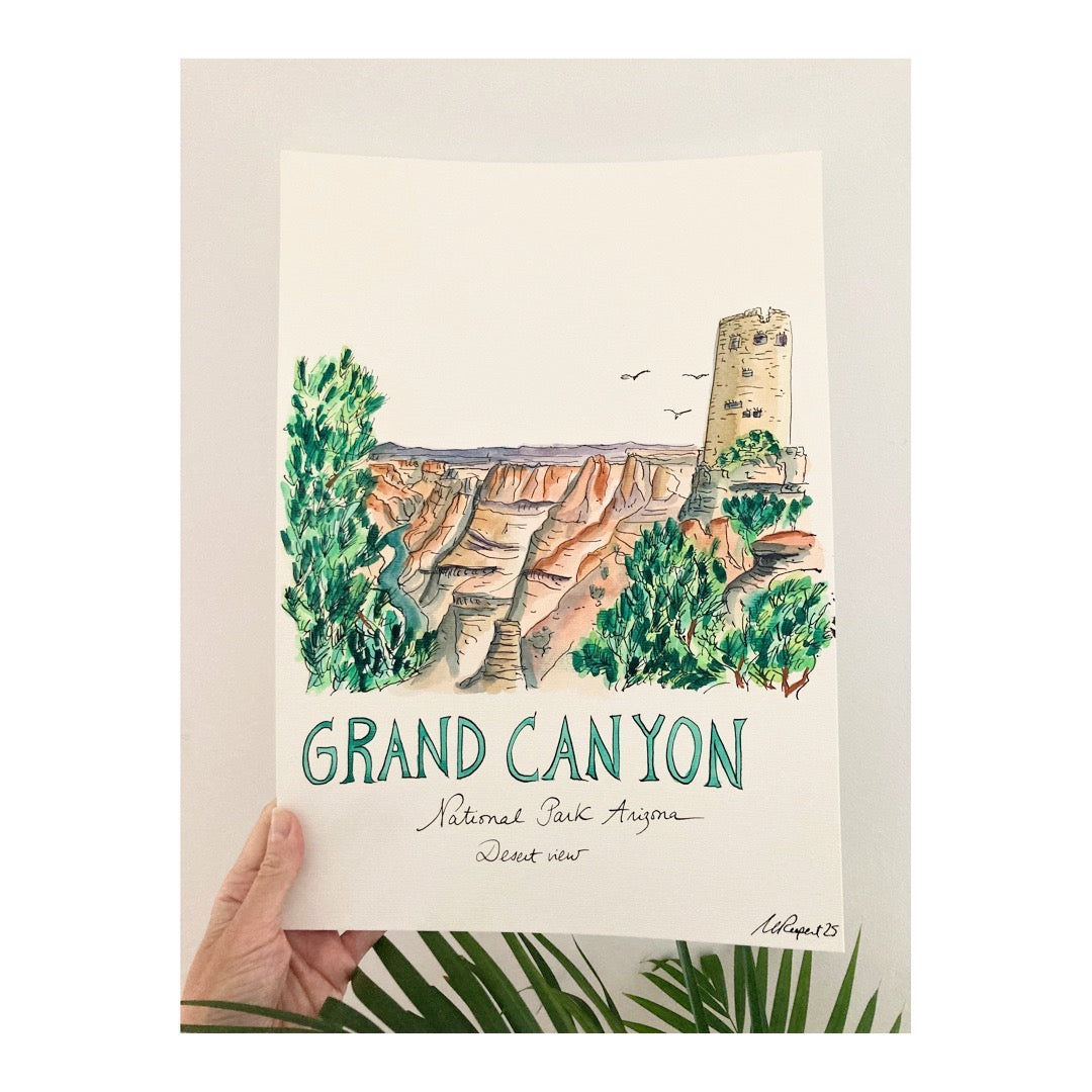 Original drawing of Grand Canyon National Park, Desert view