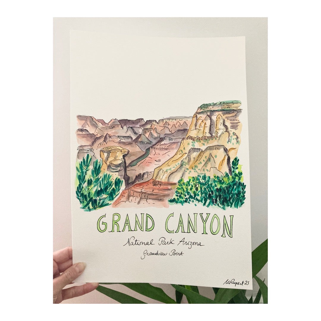Original drawing of Grand Canyon National Park, Grandview Point