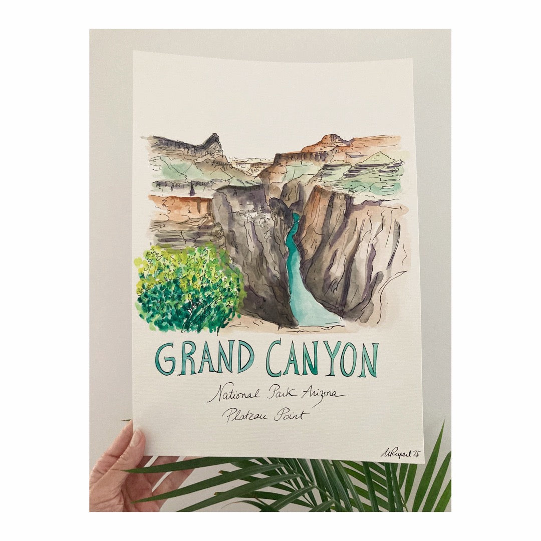 Original drawing of Grand Canyon National Park, Plateau Point