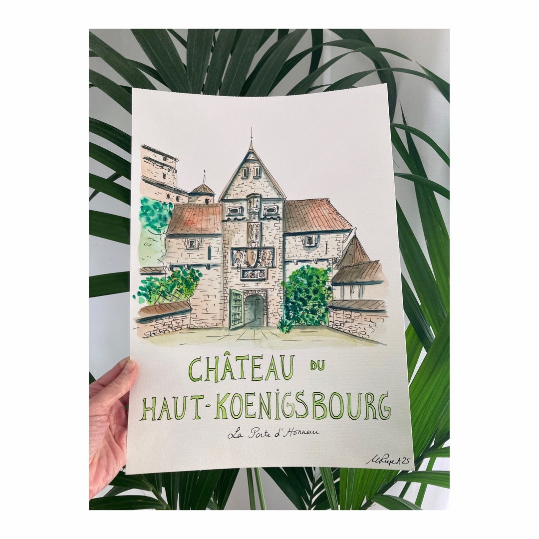 Original drawing of Château du Haut-Koenigsbourg entrance