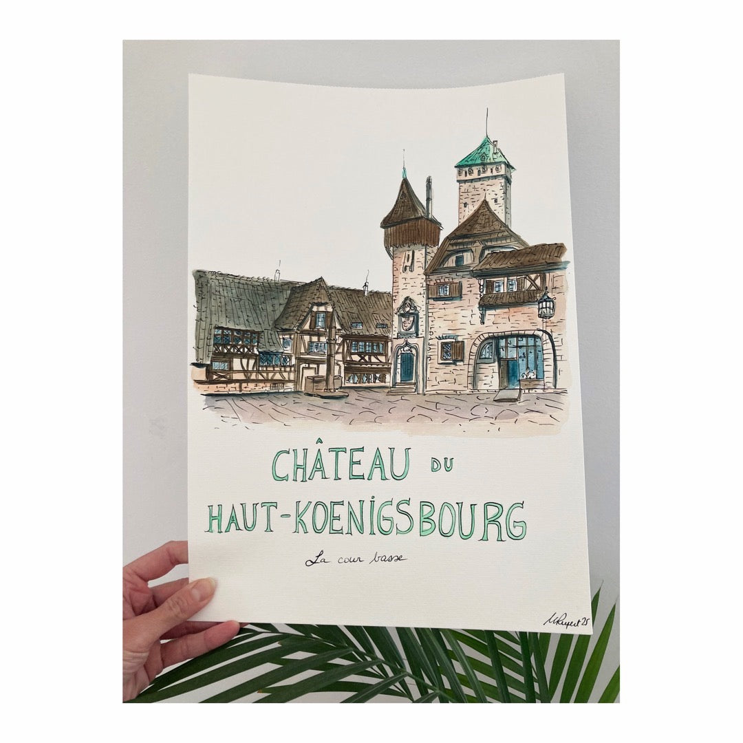 Original drawing of Château du Haut Koenigsbourg, Cour basse