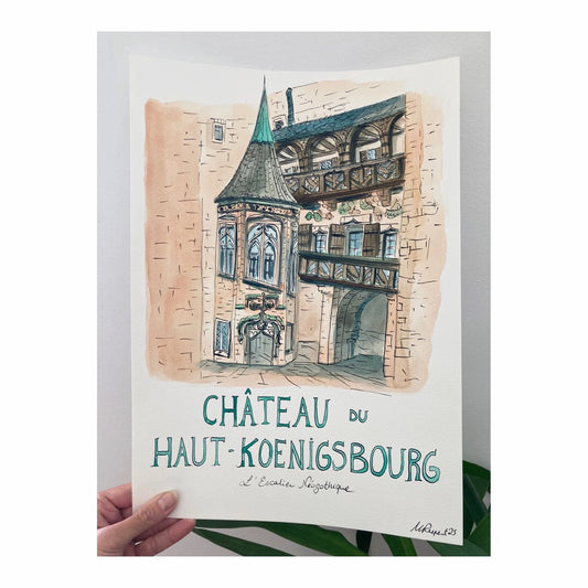 Original drawing of Château du Haut Koenigsbourg, Escalier Neogothique