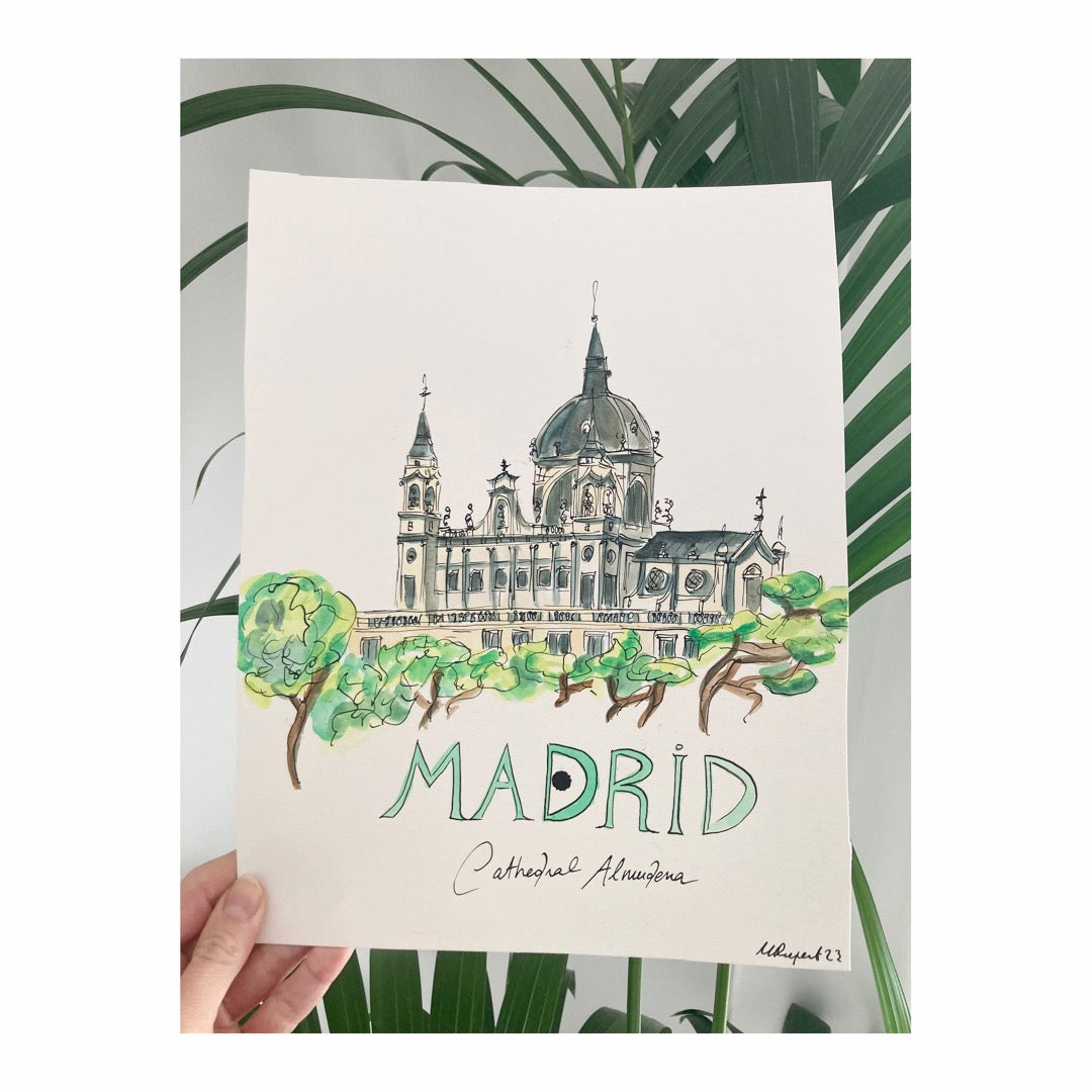 Original drawing of Madrid Almudena Catedral
