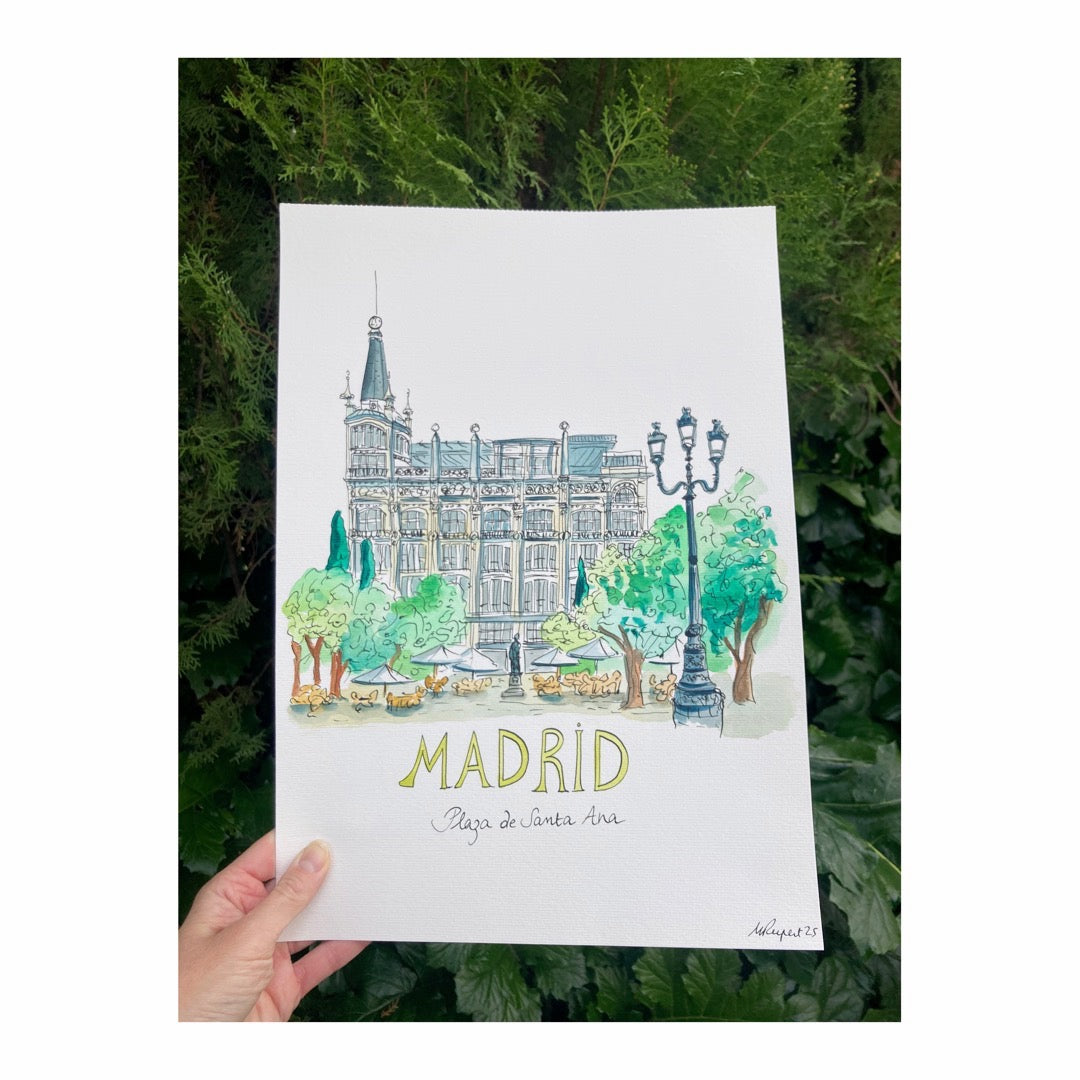 Original drawing of Madrid Plaza de Santa Ana