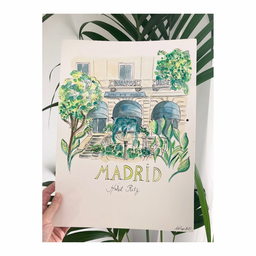 Original drawing of Madrid Ritz Hotel