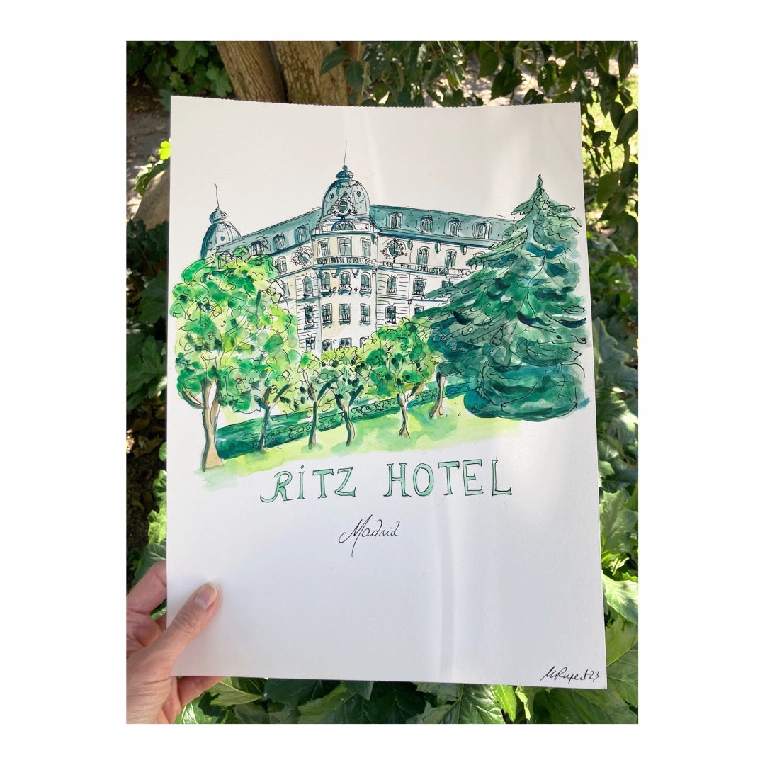 Original drawing of Madrid Ritz Hotel