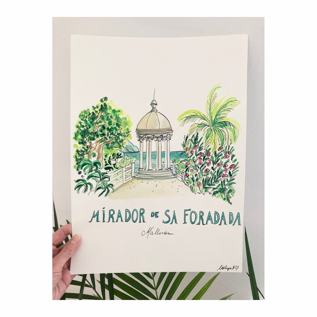 Original drawing of Mallorca, Mirador de Sa Foradada