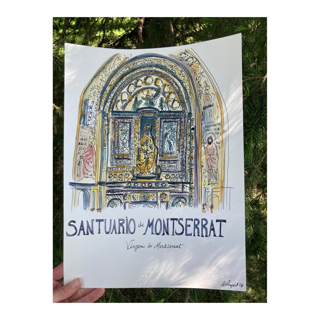 Original drawing of Santuario de Montserrat, Barcelona Catalunya