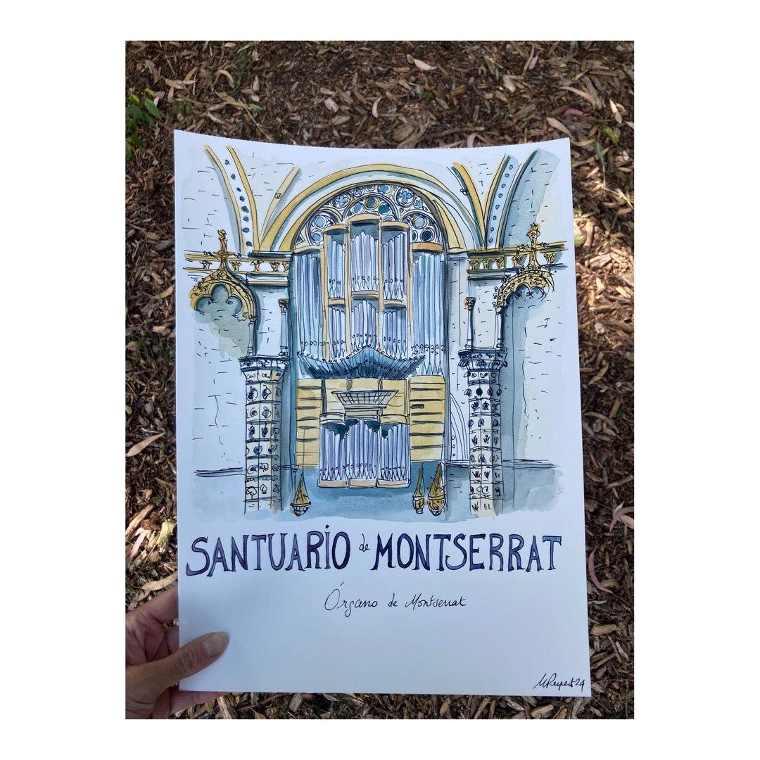 Original drawing of Santuario de Montserrat, Barcelona Catalunya