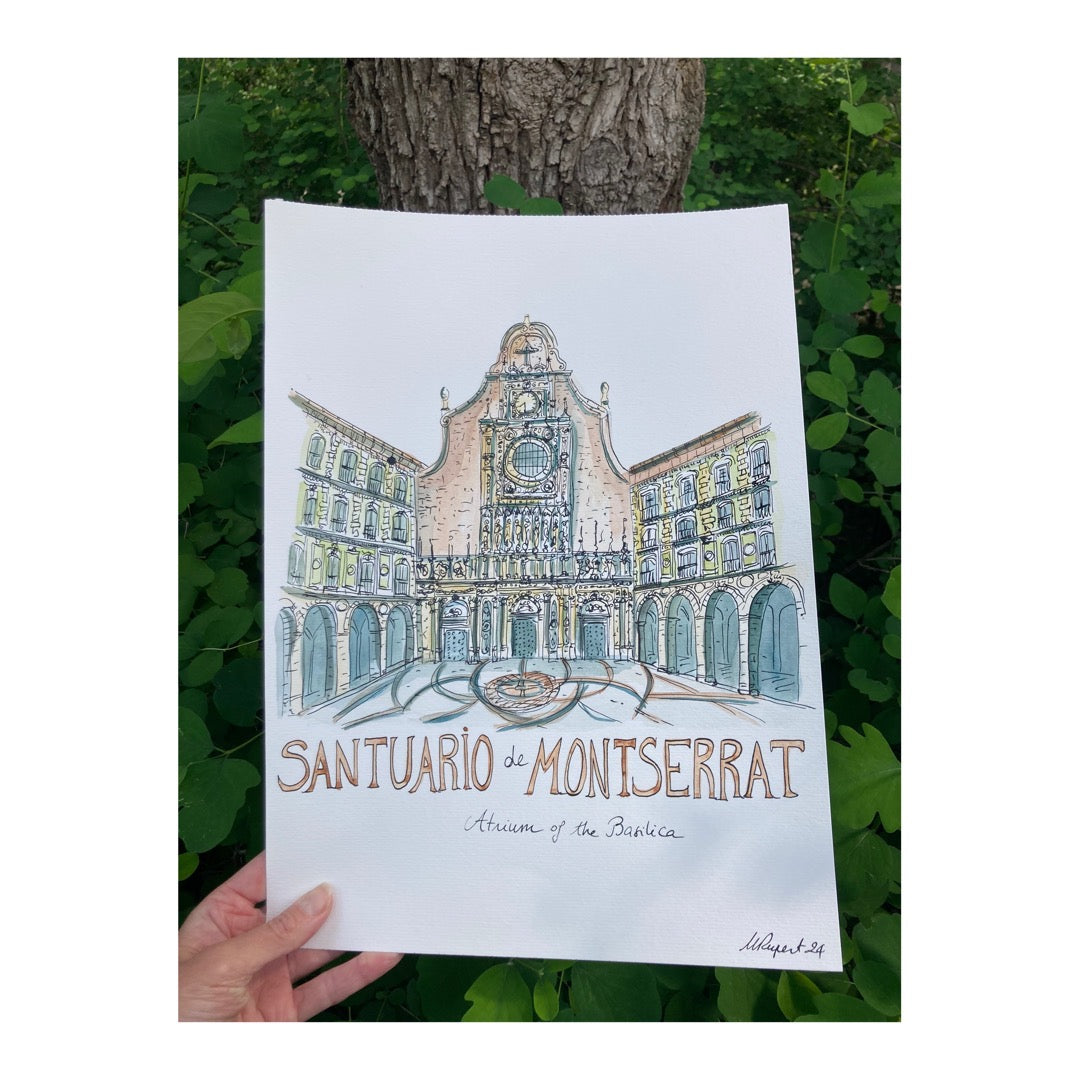 Original drawing of Santuario de Montserrat, Barcelona Catalunya