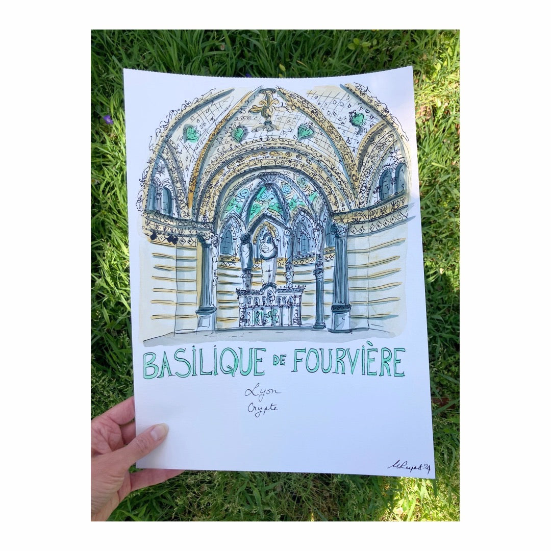 Original drawing of Lyon, Basilique Notre-Dame de Fourvière, Crypte