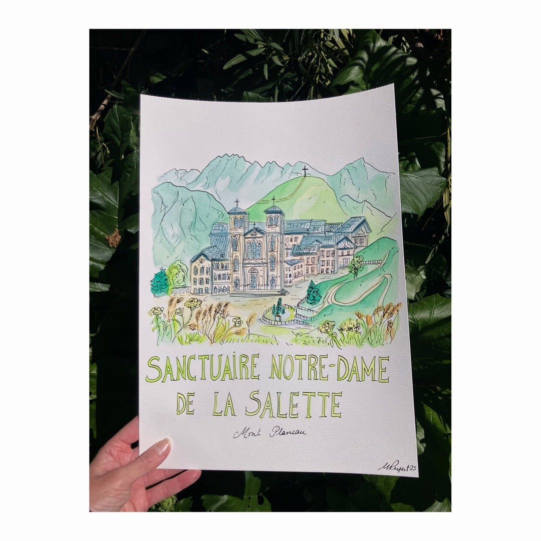 Original drawing of Sanctuaire Notre-Dame de la Salette, Mont Planeau