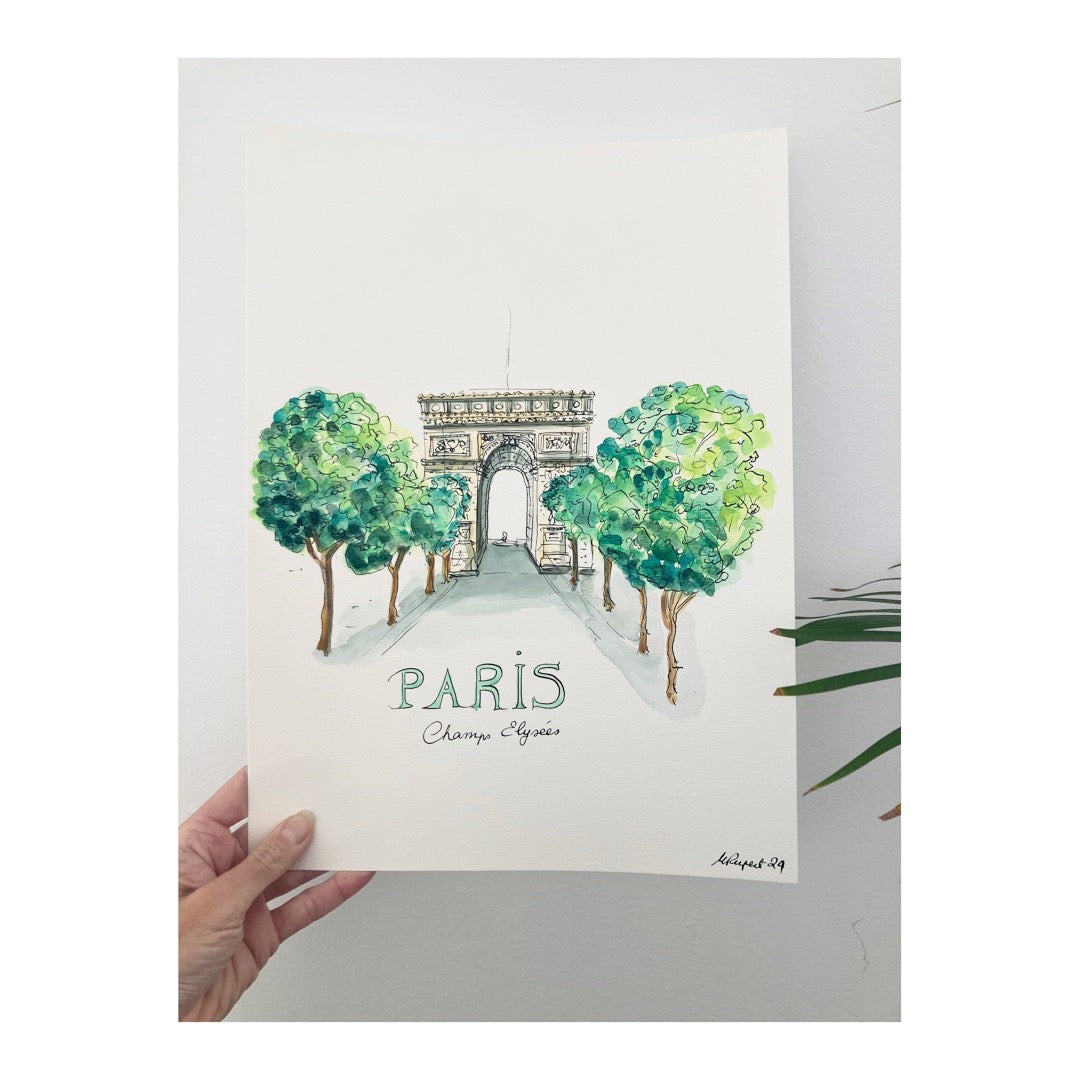 Original drawing of Paris, Arc de Triomphe