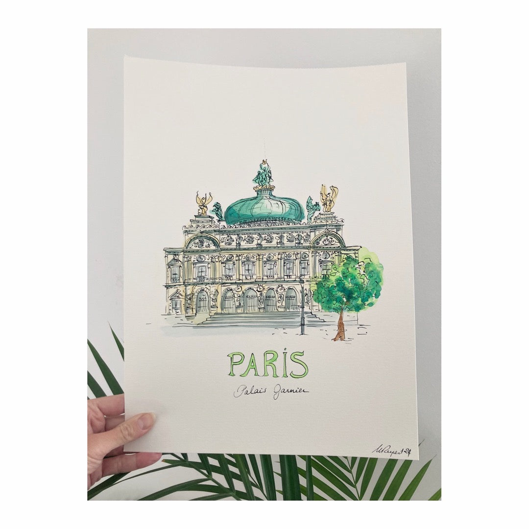 Original drawing of Paris, Opéra Garnier